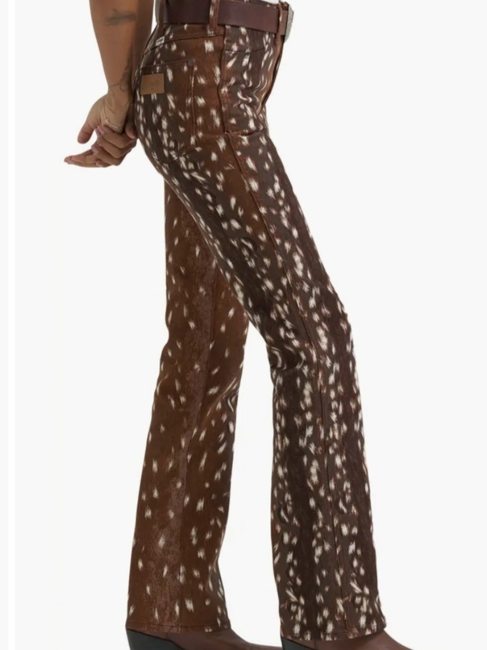 Wrangler Fawn Animal Print Mid-Rise Bootcut Jean - Picture 5 of 8